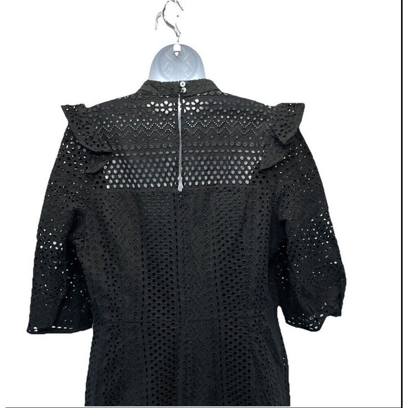 Whistles Page Size 12 US Eyelet Frill Broderie Dress Black Cotton - Picture 5 of 14